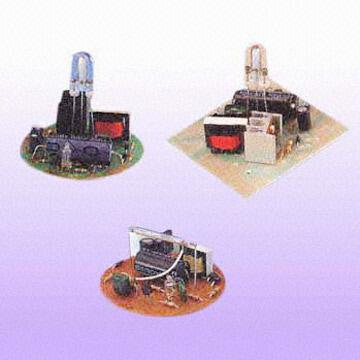 Key Specifications/Special Features:

    * PF-86HP: left
          o Output: 15W
          o Current: 800mA
          o Rated voltage: 12V DC
          o Dimension: 76mm (Dia.)
    * PF-90: right
          o Output: 15W
          o Current: 800mA
          o Rated voltage: 12V DC
          o Dimension: 89 x 75mm
    * PF-34: bottom
          o Output: 3W
          o Current: 190mA
          o Rated voltage: 12V DC
          o Dimension: 64mm (Dia.)