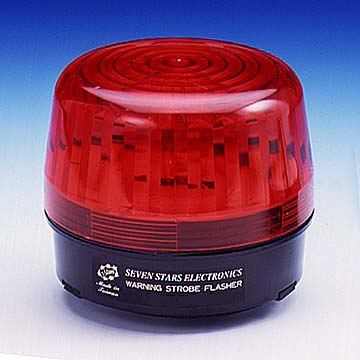 Key Specifications/Special Features:

    * Output: 15W
    * Rated voltage: 6, 12, 24VDC
    * Current drain: 800mA
    * Flash rate: 90 flashes/minute
    * Material: ABS resin base, polycarbonate/acrylic lens
    * Base colors: white, black
    * Lens colors: clear, amber, blue, red
    * Dimensions: 100 x 82mm
    * Weight: 230g